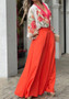 Plus Size Women printed loose V-neck shirt and wide-leg pants two-piece set