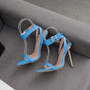 Women Pointed Toe Metal Lock Stiletto Sandals