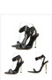 Women Pointed Toe Metal Lock Stiletto Sandals