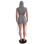 Women Casual Sleeveless Hooded Top and Beach Skirt Two-Piece Set