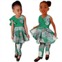 African Ethnic Print Girls Dress and Pants two piece Set