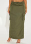 Women Style Solid Cargo Pocket Slit Skirt