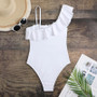 Women Sexy Ruffle Mesh Patchwork One Piece Swimwear