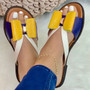 Spring Summer Style Flat Colorblock Bow Women's Sandals and Slippers Plus Size Women's Shoes