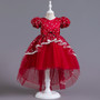 Girls trailing dress flower girl princess dress skirt lace tutu skirt