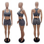 Ladies Spring Summer Style Slim Tank Shorts Printed Two-Piece Set