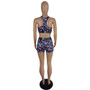 Ladies Spring Summer Style Slim Tank Shorts Printed Two-Piece Set