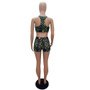 Ladies Spring Summer Style Slim Tank Shorts Printed Two-Piece Set