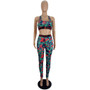 Ladies Spring Summer Style Slim Multicolor Printed Trouser Set