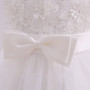 Girls Dress Dress Embroidered Solid Color Bow Knot Short Sleeve Puffy Princess Dress