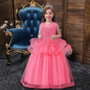 Girls catwalk dress children's long princess dress flower girl costume fluffy mesh dress skirt