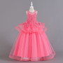 Girls catwalk dress children's long princess dress flower girl costume fluffy mesh dress skirt