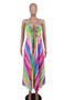 Summer Women's Sexy V-neck halter backless Fashion Casual Maxi Dress