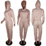Winter Fashion Solid Fleece Hoodies Casual Plus Size Set