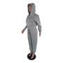 Winter Fashion Solid Fleece Hoodies Casual Plus Size Set