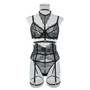 Women Lace Patchwork Halter Neck Sexy Lingerie Three-Piece