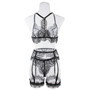 Women Sexy lace See-Through Halter Neck Sexy Lingerie Three-Piece