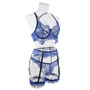 Women Sexy lace See-Through Halter Neck Sexy Lingerie Three-Piece