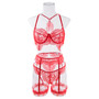 Women Sexy lace See-Through Halter Neck Sexy Lingerie Three-Piece