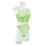 Women Fishbone Contrast Color Mesh Sexy See-Through Sexy Lingerie Two-piece Set