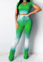 Women's spring gradient color pleated sports suit