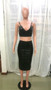 Women Clothes Sexy Black Pu Leather Strap Crop Top Slim Sli Skirt Two Piece Set