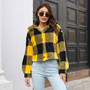 Plaid Fleece Jacket Women'S Lantern Sleeves Loose Long-Sleeved Short Coat Jacket Autumn And Winter Women'S Clothing