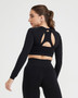 Cutout Back Long Sleeve Cropped Seamless Long Sleeve Two Piece Sports Pants Set