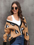 Winter Leopard Print Cardigan Button Plus Size Style Fashion Knitting Sweater Jacket