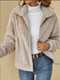 Women'S Fall Winter Ribbed Fleece Cardigan Turndown Collar Jacket