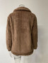 Women'S Fall Winter Ribbed Fleece Cardigan Turndown Collar Jacket