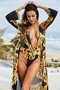 Fashion Sexy Print Cape + Bikini Two Pieces Swimsuit