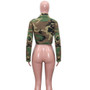 Women'S Long Casual Fashion Camouflage Print Big Pocket Turndown Collar Short Jacket