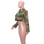 Women'S Long Casual Fashion Camouflage Print Big Pocket Turndown Collar Short Jacket