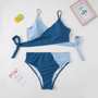 Plus Size Color Block Lace-Up Bikini Color Block Swimwear