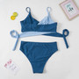 Plus Size Color Block Lace-Up Bikini Color Block Swimwear