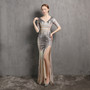 Women Formal Party Halter Neck Slim Elegant Mermaid Evening Dress