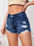 Women's Mid Rise Slim Ripped Shorts Trendy Stretch Denim Shorts