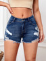 Women's Mid Rise Slim Ripped Shorts Trendy Stretch Denim Shorts