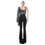 Trousers Sequined V-neck Strapless One Shoulder Cape Sexy Nightclub Jumpsuit