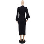 Chic Elegant Style Solid Color Cutout Long Sleeve Slim Fit Women'S Sheath Dress