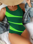 color contrast sexy high waist one piece swimsuit for women