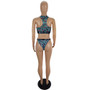 Women's Spring Summer Style Slim Fit Printed Swimsuit Two-Piece Set