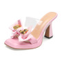 Women's Shoes Metal Decorative Bow High Heel Platform Sandals And Slippers