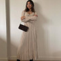 knitting dress Casual Slim Waist V-neck Wide Ribbed Slim Fit long dress