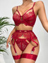 Lace See-Through Thin Sexy Lingerie Three-Piece Set