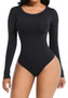 Solid Color Bodysuit Women's Slimming Basic Plus Size Butt Lift Long Sleeve Seamless Shapewear Bodysuit