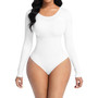 Solid Color Bodysuit Women's Slimming Basic Plus Size Butt Lift Long Sleeve Seamless Shapewear Bodysuit