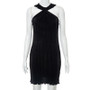 Women's Summer Fashion Ribbed Sleeveless Crossover Halter Neck Ruffle Dress