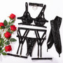 Sexy Night club Uniform Temptation Leather Gloves Sexy Lingerie Set Female